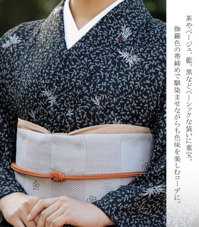 正絹西陣織大光謹製笹蔓文様袋帯、五嶋紐帯締め - 着物・浴衣