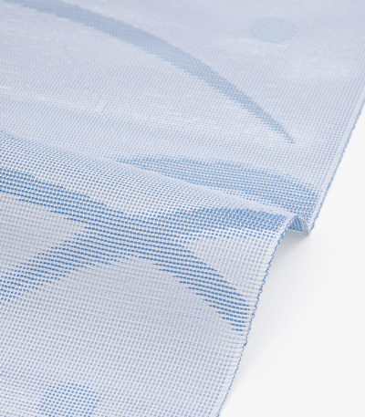 お仕立済み】紗八寸名古屋帯（つゆ芝柄×ブルー系） 0011-01104-A-Y