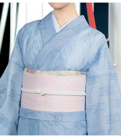 お仕立済み】紗八寸名古屋帯（薄ピンク系葡萄柄） 0011-01502