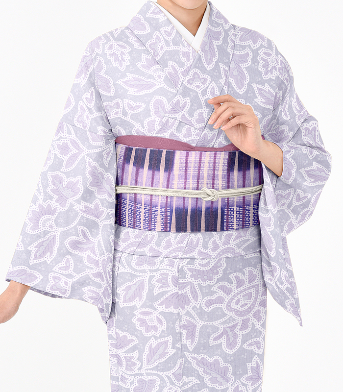 【お仕立付き・単衣】東レ セオα JAPAN MODE 小紋（和更紗×紫系）（S・M・L） 0013-01801-H