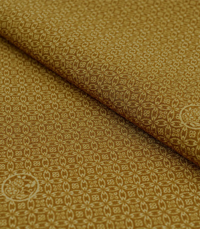 反物】東レシルック おめかし江戸小紋（桜七宝：金茶） 0016