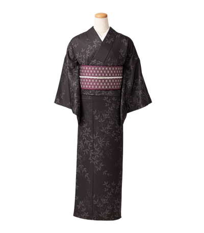 お仕立済み・袷】都粋オリジナル 洗える小紋（南天：ブラック