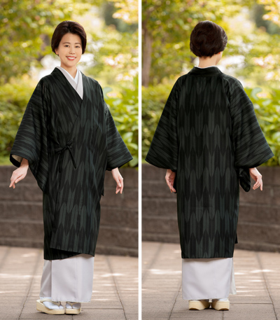 洗える道中着衿コート（矢羽根：黒） 0018-01101-C-Y 道中着コート