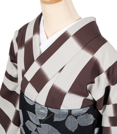 お仕立済み・袷】洗える小紋（市松：ブラウン） 2220-00052-B-Y 単品