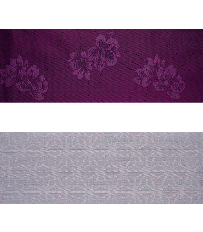 リバーシブル半幅帯（花：紫）
