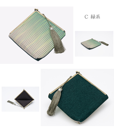 60％OFF】カラフル帯地がま口ポーチ（四角） 2221-00094 バッグ