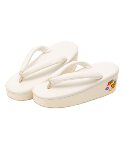 MKオリジナル 振袖用草履バッグセット（花刺繍 白） MK13-0043