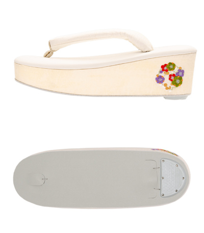 MKオリジナル 振袖用草履バッグセット（花刺繍 白） MK13-0043-ZB-06