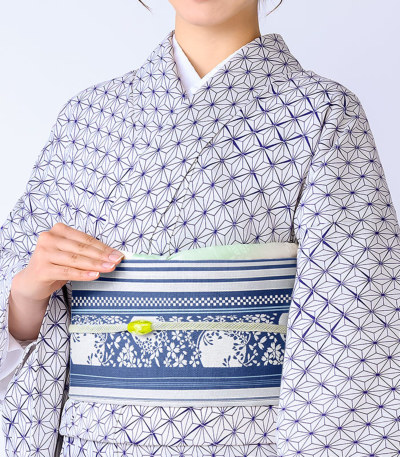 京都小泉　セオα 単衣　地紋に縞柄 お仕立付き・単衣】【都粋オリジナル】東レ セオα おめかし江戸小紋