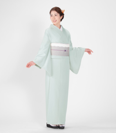 お仕立済み】紋紗八寸名古屋帯（変わり麻の葉：ホワイト） 化繊