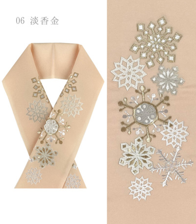 長襦袢 扇子 乙女色 刺繍半衿付 J-302 半襟 刺繍 格子絽の刺繍半衿 夏物 青紫ボタンと赤藤水玉柄