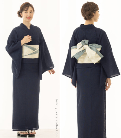 レディース 綿麻浴衣 単品 [白 紺 黒] ゆかた 単品 【きもの都粋】