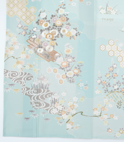 お仕立済み・袷】洗える訪問着（道長：水浅葱 みずあさぎ）（M・L