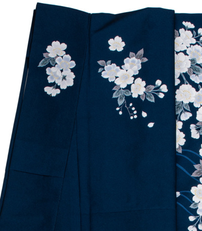 きもの誠実屋】 和の粋美 美品 正絹 訪問着 袷 紺 ネイビー 鉄紺色 四季の花 正倉院文様 上品 気品 お洒落 着物 【消費税なし】 JAPAN MODE 袷着物 単品 小紋 日本製 紺系 洗えるカジュアル