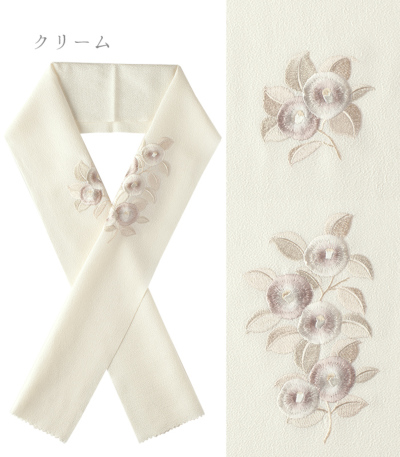 竹久夢二 刺繍半衿 玉椿 半衿（通年） 【きもの都粋】