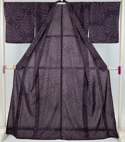 お仕立済み・単衣】バチ衿ミシン仕立済 セオαおめかし小紋（乱菊：濃茶