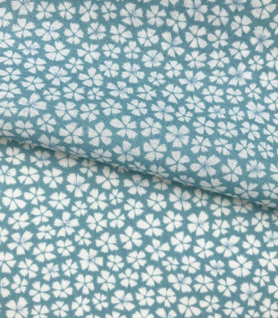 反物】都粋オリジナル東レセオαおめかし小紋（小花：水色） 洗える小紋