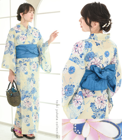 C658綿　浴衣　広衿　蝶　金彩　極美品　着物 浴衣 | KIMONO CHOYA［きもの蝶屋］