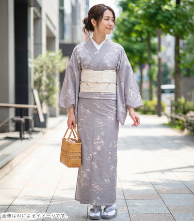 お仕立済み・単衣】バチ衿ミシン仕立済 セオαおめかし小紋（蔦：薄藤