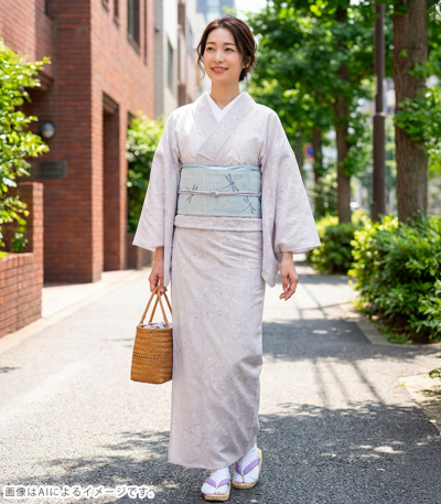 小紋　フルセット　着物　単衣　四季草花　唐草　バチ衿　お出かけ　R1 お仕立済み・単衣】バチ衿ミシン仕立済 セオαおめかし小紋（手綱唐草