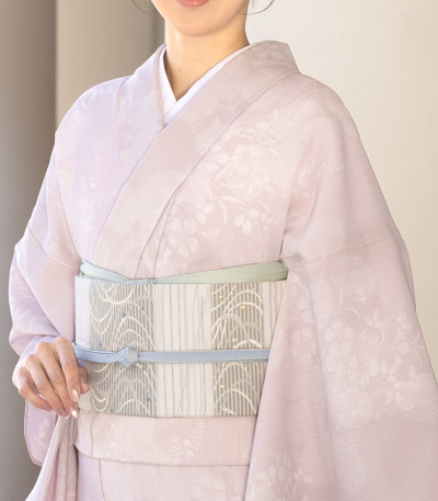 反物】都粋オリジナル東レセオαおめかし小紋（絣萩撫子：薄桜