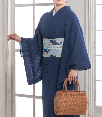 阿波しじら　(抜染 紗綾形紋様　木綿単衣着物　藍色系　広衿) 楽天市場】阿波しじら 抜染の通販