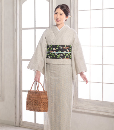 お仕立付き・単衣】阿波正藍しじら織きもの（オフホワイト