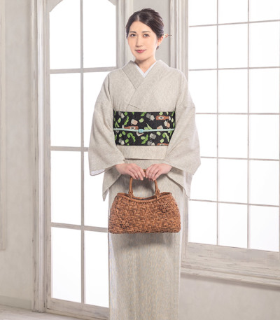 お仕立付き・単衣】阿波正藍しじら織きもの（オフホワイト