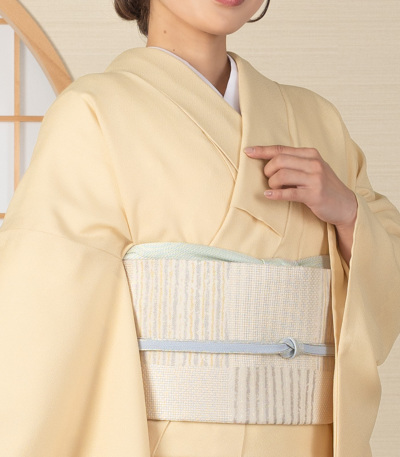 お仕立済み】桐生織京袋帯（市松：アイボリー） 京袋帯 【きもの都粋】