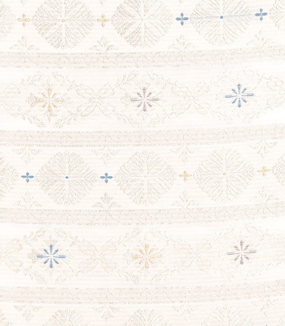 反物】都粋オリジナル 正絹夏名古屋帯（横段吉祥文：白） 正絹