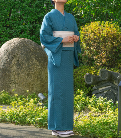 新品　JAPANMODE 東レセオα 日本製　小紋（七宝重ね：ブラック） お仕立付き・単衣】東レセオα ジャパンモード小紋（七宝重ね