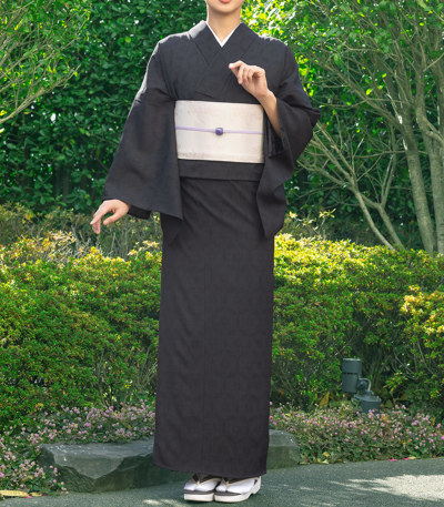 お仕立付き・単衣】東レセオα ジャパンモード小紋（松葉雪：ブラック