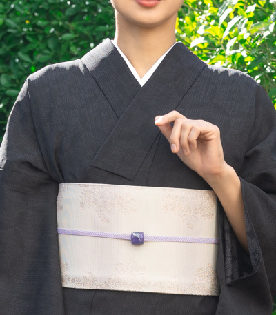 お仕立付き・単衣】東レセオα ジャパンモード小紋（松葉雪：ブラック