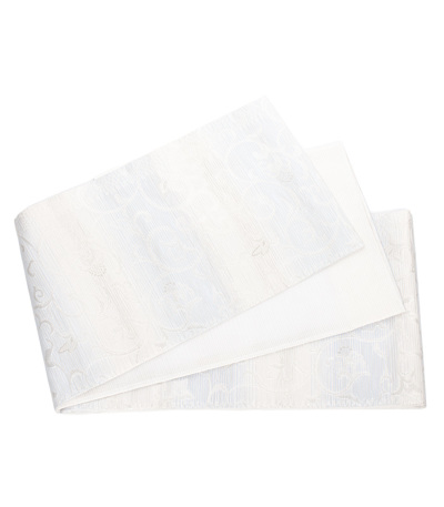 袋帯　西陣織　夏帯　絽　オリエント唐花　白　お仕立て込み 袋帯 西陣織 夏帯 スワロフスキー オリエント唐花 白