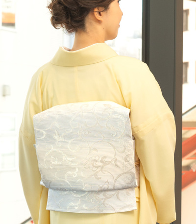 お仕立付き】西陣織夏袋帯（唐花：ブルーグレー） 袋帯 【きもの