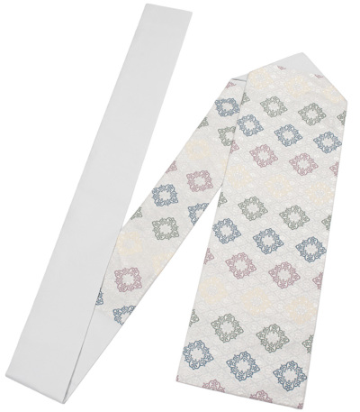 お仕立済み】西陣織名古屋帯（花菱華紋：グレー） 正絹名古屋帯