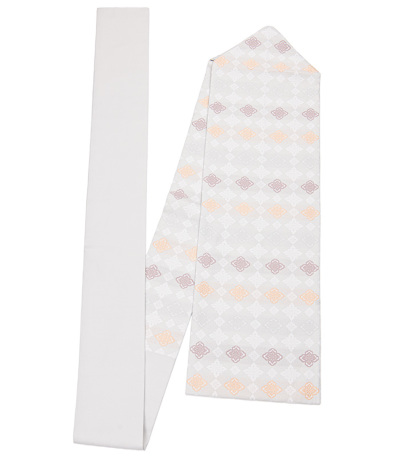 g*-様 一点のみ　正絹紋意匠　西陣　名古屋帯　地球　クマ　薄グレー　完売商品 お仕立済み】西陣織名古屋帯（菱取華紋：グレー） 正絹名古屋帯