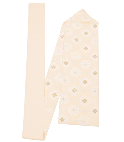 お仕立済み】西陣織名古屋帯（華紋：クリーム） 正絹名古屋帯 【きもの