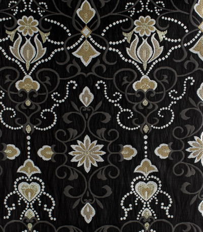 お仕立済み】西陣織名古屋帯（アラベスク：黒） 正絹名古屋帯