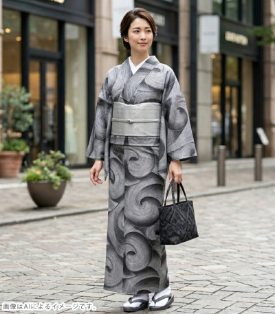 7％OFF】【お仕立付き・袷】美術サロン 東レシルック小紋（渦美：黒