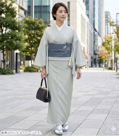 お仕立付き・袷】東レシルック美來小紋（七宝：グレー）（手縫い