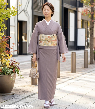 反物】東レシルック美來角通し小紋（朽葉色 くちばいろ：薄紅）（胴裏