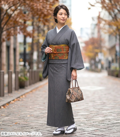 反物】東レシルック美來角通し小紋（黒：浅縹 あさはなだ）（胴裏無