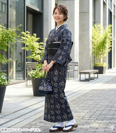 お値下げ！　ほぼ未使用！　【単衣　小紋】 洗える 着物 単衣 単衣着物 ひとえ 単品 仕立て上がり オリジナル