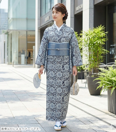 新品SOLEIADOソレイアード 東レセオα反物 モノトーン ブイソン　日本製 お仕立済み・単衣】SOULEIADO ソレイアード 東レセオα単衣小紋（ケララ