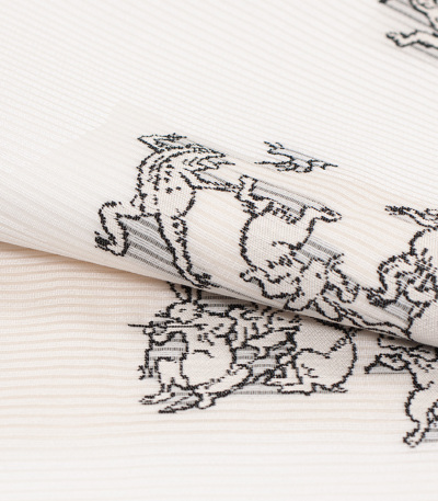 お仕立済み】西陣織夏名古屋帯（鳥獣戯画：白） 正絹名古屋帯 【きもの