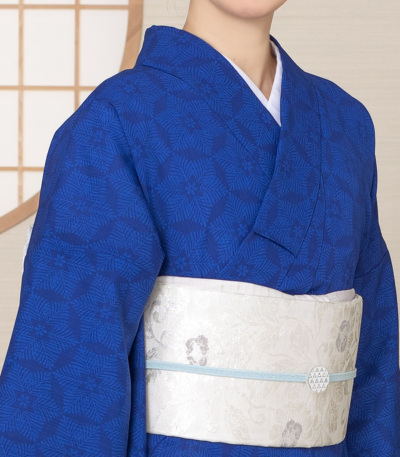 お仕立済み】西陣織夏名古屋帯（唐花：オフホワイト） 正絹名古屋帯