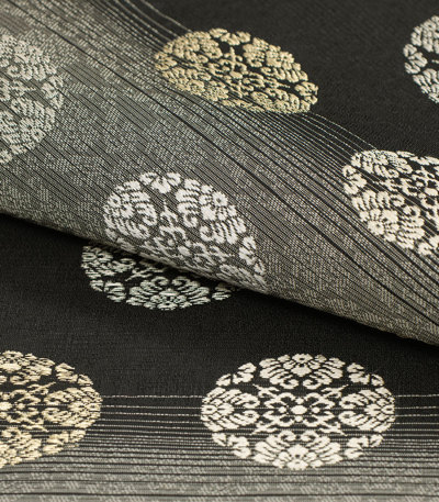 お仕立済み】西陣織夏名古屋帯（花唐草：黒） 正絹名古屋帯 【きもの都粋】