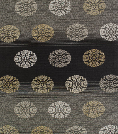 お仕立済み】西陣織夏名古屋帯（花唐草：黒） 正絹名古屋帯 【きもの都粋】