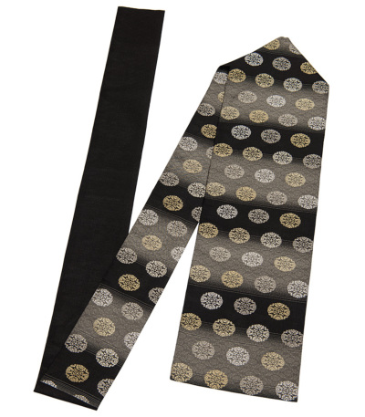 お仕立済み】西陣織夏名古屋帯（花唐草：黒） 正絹名古屋帯 【きもの都粋】